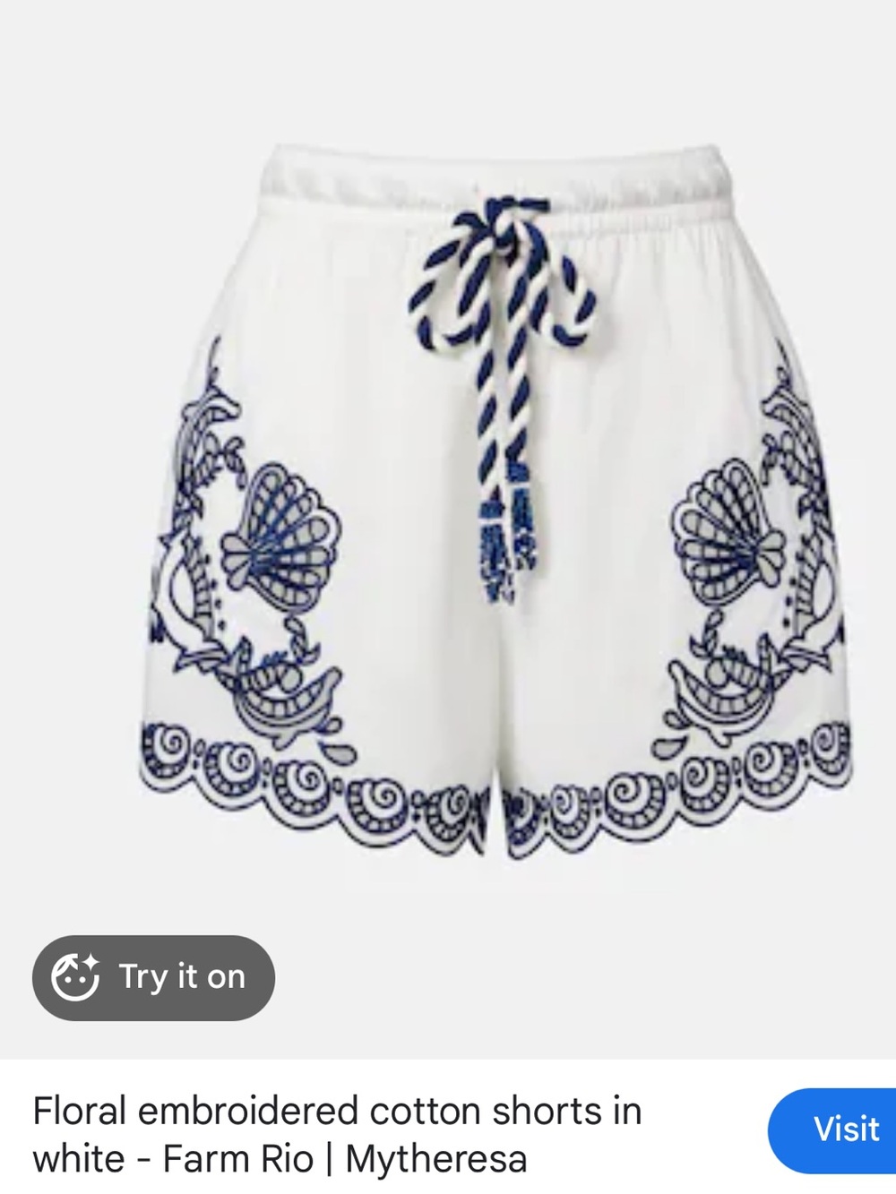 Farm Rio: Garden Tiles Embroidered Richelieu Shorts - Picture 7 of 8
